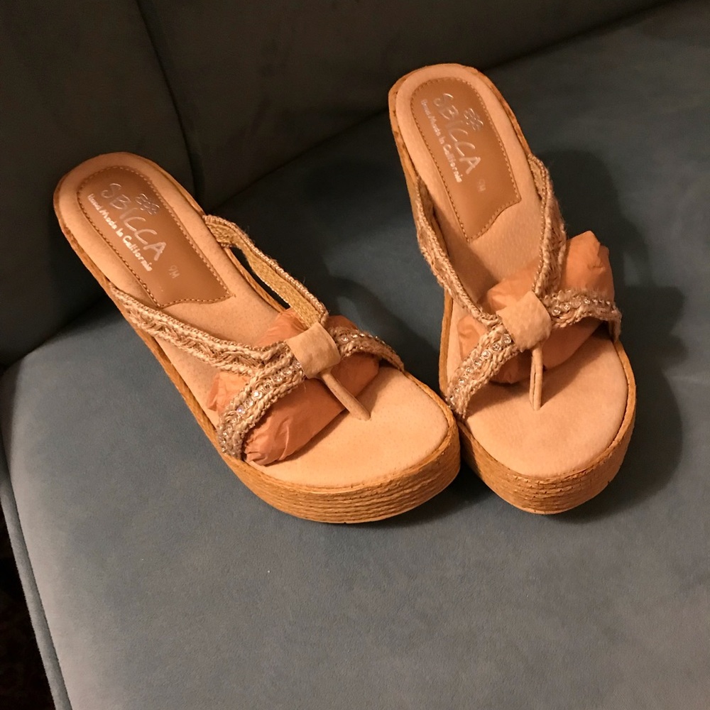 Sbicca wedges handmade in California size 9.